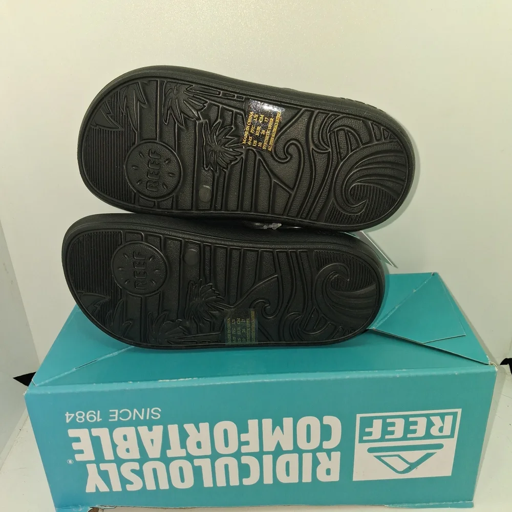 Reef Black Slip-On Comfort Slides with Heel Strap